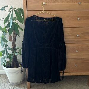 Freepeople Black Lace Empire Waist Dress Size Medium